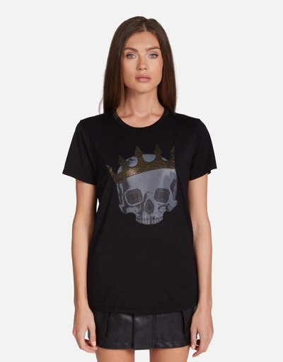 Lauren Moshi Wolf Diamond Royal Skull In Black