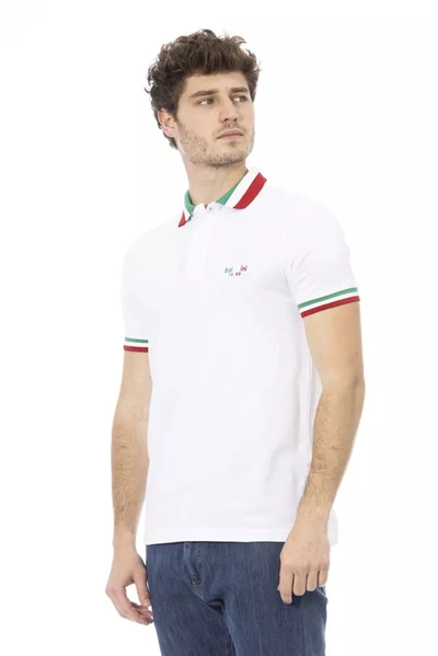 Shop Baldinini Trend Chic Tricolor Collar Polo Men's Shirt In White