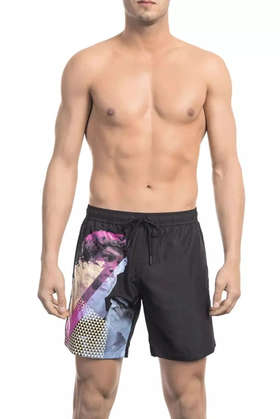 Shop Bikkembergs Sleek Black Side Print Swim Men's Shorts