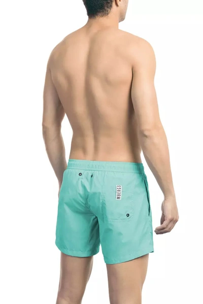 Shop Bikkembergs Chic Light Blue Tape-trim Swim Men's Shorts