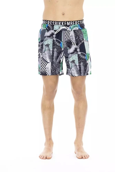 Shop Bikkembergs Multicolor Printed Swim Shorts With Men's Drawstring
