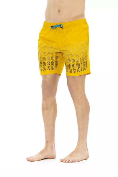 Shop Bikkembergs Degradé Print Swim Shorts In Vibrant Men's Yellow