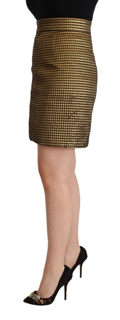 Shop Boutique Moschino Elegant High-waisted Gold-black Women's Skirt In Gold Black
