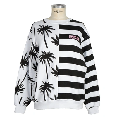 Shop Comme Des Fuckdown Chic Monochrome Stripe Palm Print Women's Sweater In Black