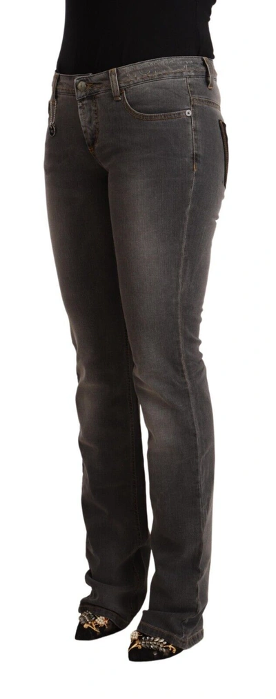 Costume National Gray Washed Low Waist Straight Denim Jeans In Gray