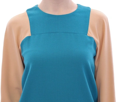 Shop Cote Co|te Elegant Blue And Beige Crew-neck Women's Sweater