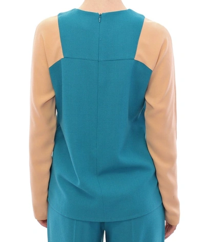 Shop Cote Co|te Elegant Blue And Beige Crew-neck Women's Sweater