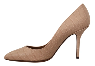 Shop Dolce & Gabbana Beige Nude Leather Bellucci Heels Pumps Women's Shoes