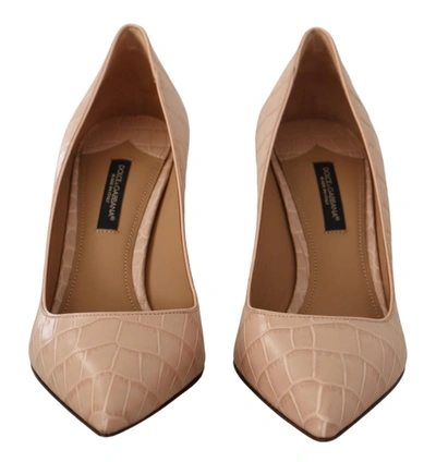 Shop Dolce & Gabbana Beige Nude Leather Bellucci Heels Pumps Women's Shoes