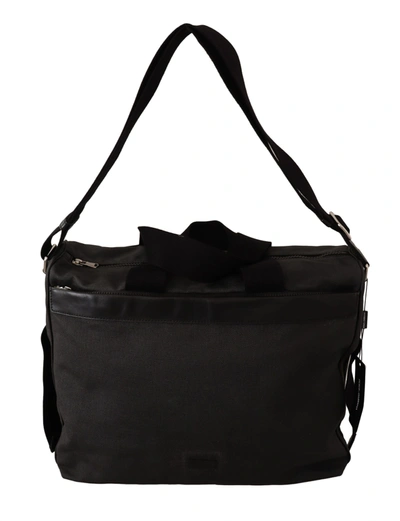 Dolce & Gabbana Elegant Men's Denim & Leather Messenger Men's Bag In Black