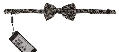 Shop Dolce & Gabbana Elegant Silk Bow Tie In Black Fantasy Men's Pattern In Black/white