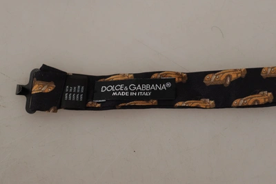 Shop Dolce & Gabbana Black Orange Car Print Silk Bow Men's Tie