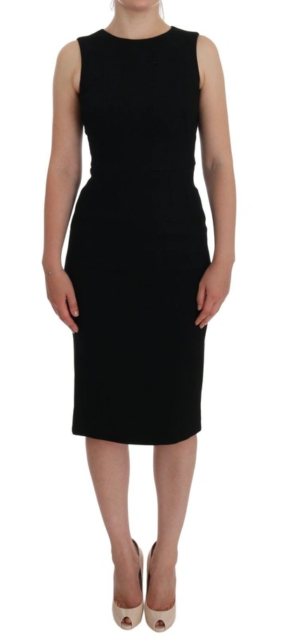 Shop Dolce & Gabbana Elegant Crystal Sheath Knee-length Women's Dress In Black