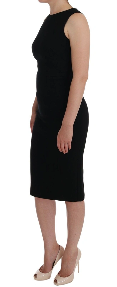 Shop Dolce & Gabbana Elegant Crystal Sheath Knee-length Women's Dress In Black