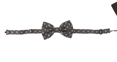 Dolce & Gabbana Black White 100% Silk Adjustable Neck Papillon Tie In Black