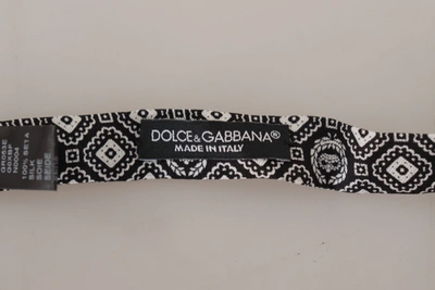 Dolce & Gabbana Black White 100% Silk Adjustable Neck Papillon Tie In Black