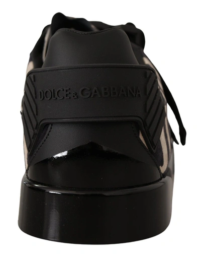Shop Dolce & Gabbana Zebra Suede Low Top Fashion Men's Sneakers In Black And White