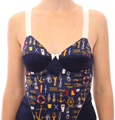 Shop Dolce & Gabbana Blue Sailor Motif Stretch Tank Women's Top