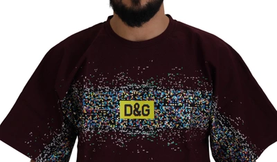 Shop Dolce & Gabbana Bordeaux Crewneck Cotton Men's Tee