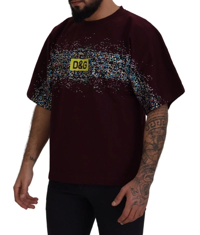 Shop Dolce & Gabbana Bordeaux Crewneck Cotton Men's Tee