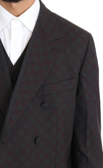 Shop Dolce & Gabbana Elegant Bordeaux Polka Dot Wool Men's Suit