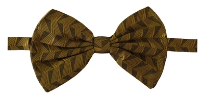 Shop Dolce & Gabbana Elegant Gold Silk Bow Men's Tie