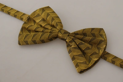 Shop Dolce & Gabbana Elegant Gold Silk Bow Men's Tie