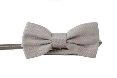 Shop Dolce & Gabbana Chic Gray Silk Bow Men's Tie