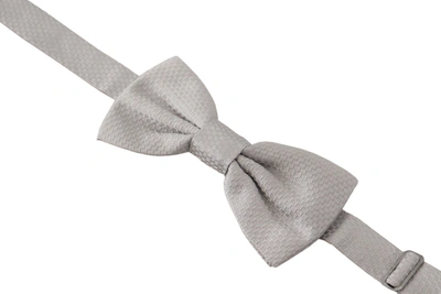 Shop Dolce & Gabbana Chic Gray Silk Bow Men's Tie