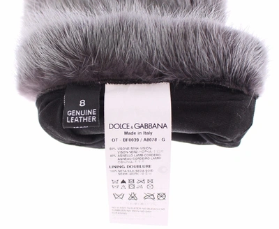 Shop Dolce & Gabbana Elegant Gray Mink Fur Leather Elbow Women's Gloves