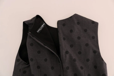 Shop Dolce & Gabbana Chic Sleeveless Polka Dot Wool Women's Dress In Gray
