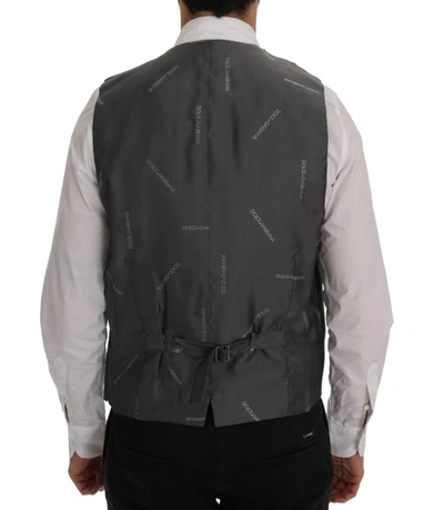 Shop Dolce & Gabbana Elegant Gray Striped Waistcoat Men's Vest