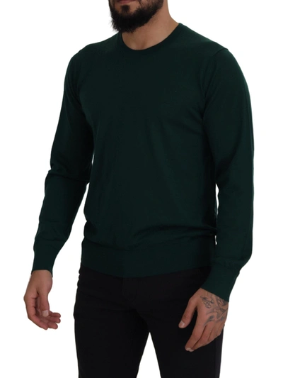 Shop Dolce & Gabbana Elegant Green Crewneck Cashmere Men's Sweater