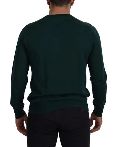 Shop Dolce & Gabbana Elegant Green Crewneck Cashmere Men's Sweater