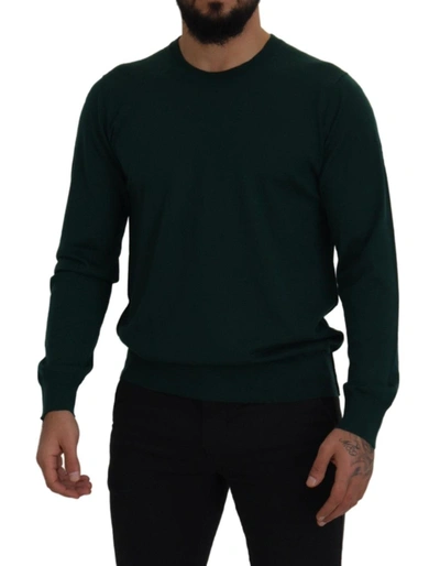 Shop Dolce & Gabbana Elegant Green Crewneck Cashmere Men's Sweater