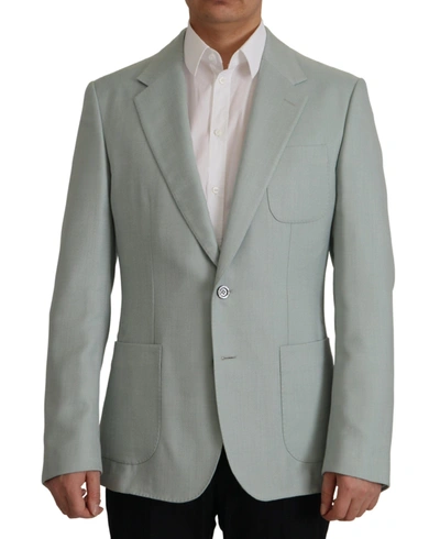 Shop Dolce & Gabbana Elegant Slim Fit Cashmere Silk Blazer Men's Jacket In Green