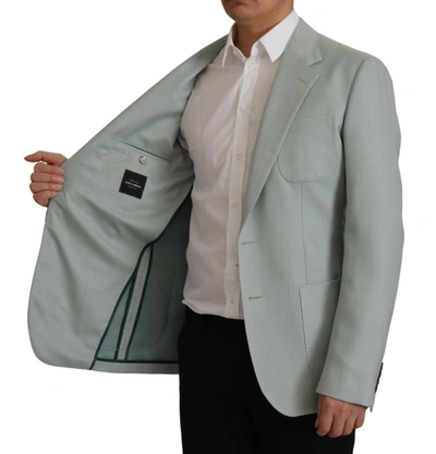 Shop Dolce & Gabbana Elegant Slim Fit Cashmere Silk Blazer Men's Jacket In Green