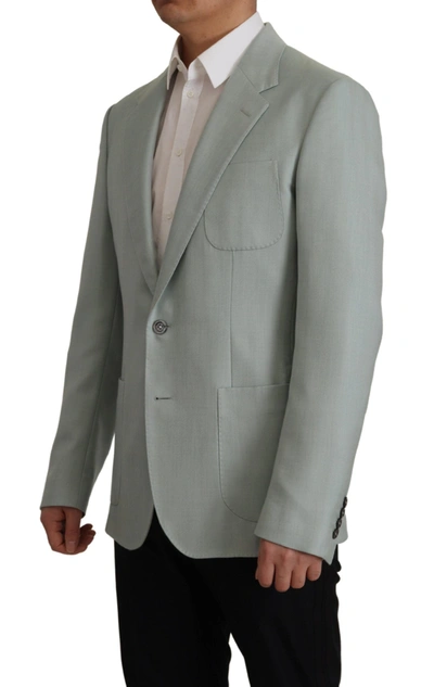 Shop Dolce & Gabbana Elegant Slim Fit Cashmere Silk Blazer Men's Jacket In Green