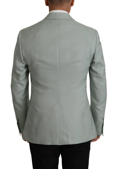 Shop Dolce & Gabbana Elegant Slim Fit Cashmere Silk Blazer Men's Jacket In Green