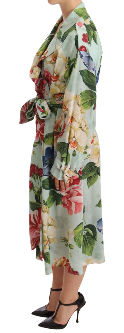 Shop Dolce & Gabbana Elegant Floral Silk Trench Women's Coat In Multicolor