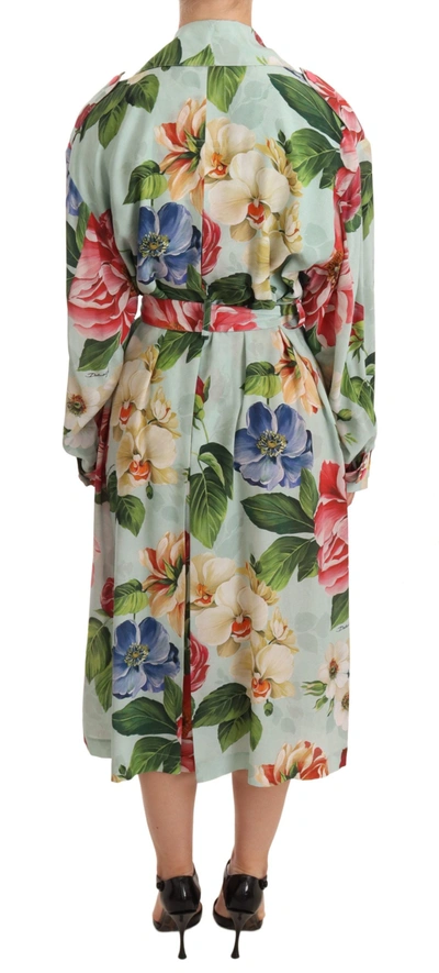 Shop Dolce & Gabbana Elegant Floral Silk Trench Women's Coat In Multicolor