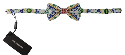 Shop Dolce & Gabbana Elegant Majolica Print Silk Bow Men's Tie In Multicolor