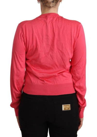 Shop Dolce & Gabbana Elegant Pink Silk Crewneck Women's Sweater