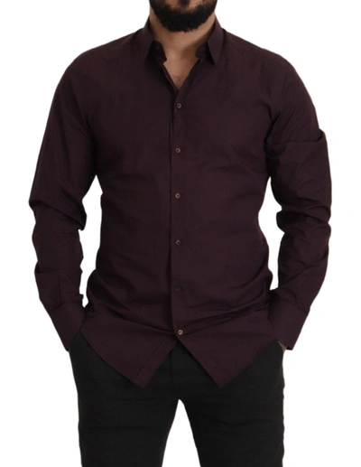 Shop Dolce & Gabbana Regal Purple Slim Fit Dress Men's Shirt