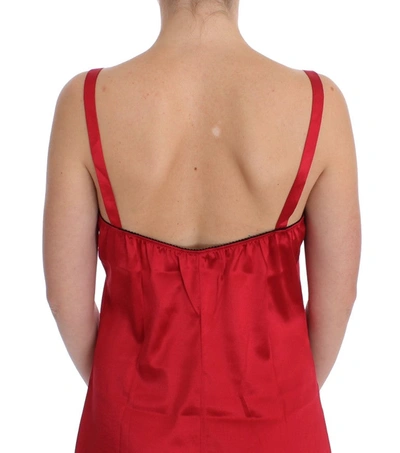 Shop Dolce & Gabbana Red Silk Lace Chemise Women's Dress