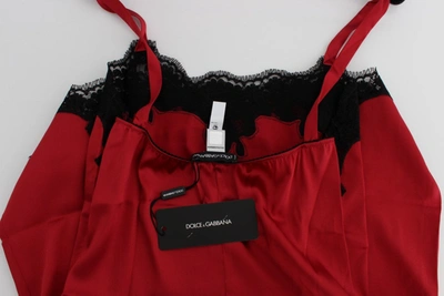 Shop Dolce & Gabbana Red Silk Lace Chemise Women's Dress
