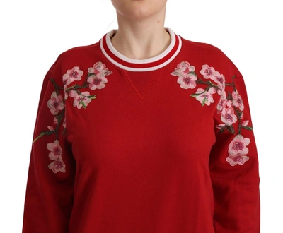 Shop Dolce & Gabbana Red Cotton Crewneck #dglove Pullover Women's Sweater