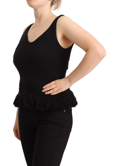Ermanno Scervino Erno Scervino Black Cotton Sleevelesss Tank Casual Top In Black
