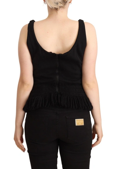 Ermanno Scervino Erno Scervino Black Cotton Sleevelesss Tank Casual Top In Black