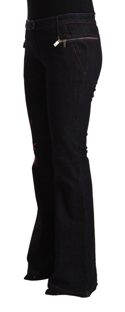Exte Cotton Stretch Mid Waist Cotton Fla Blue Women's Jeans In Black